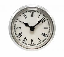White Roman Clock Insert Silver Bezel 2-1/4 inch